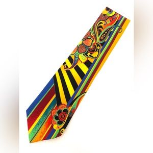 Vitaliano Pancaldi Men's Multi-Color Floral Abstract Italian Silk Necktie